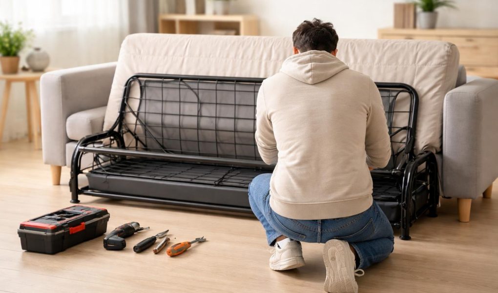 personne-agenouillee-canape-demonte-outils
