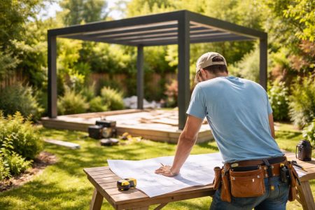 personne-consultant-plans-jardin-pergola