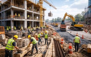 chantier-ouvriers-casques-machines-construction