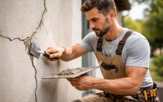 homme-bricolage-reparation-mur-jardin