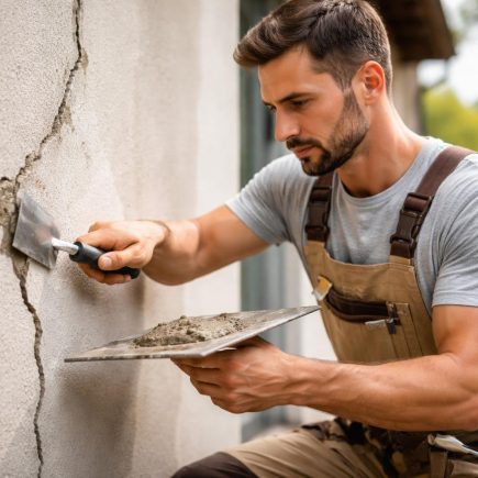 homme-bricolage-reparation-mur-jardin