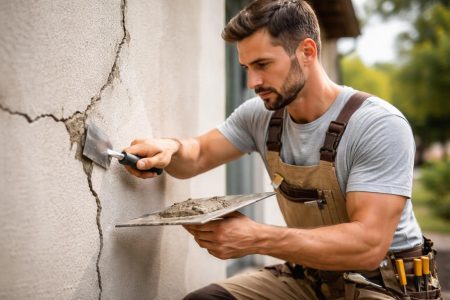 homme-bricolage-reparation-mur-jardin