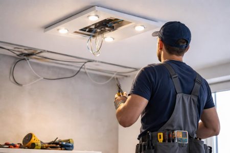 electricien-plafonnier-spots-led-cables