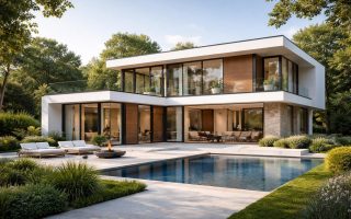 maison-moderne-toit-plat-verdure