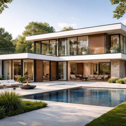 maison-moderne-toit-plat-verdure
