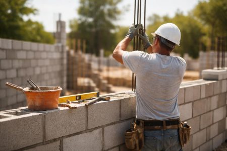 mur-parpaings-travailleur-chantier-ensoleille