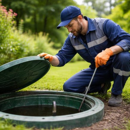 ouvrier-tenue-fosse-septique-jardin-verdoyant