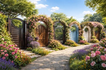 portails-varies-jardin-fleurs-ciel-bleu