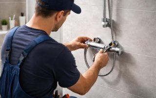 plombier-travail-mitigeur-salle-bain-moderne